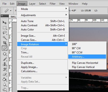 Photoshop - Escolha da rotação da imagem